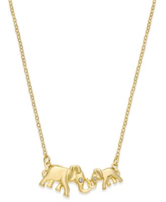 kate spade new york - 12k Gold-Plated Crystal Double Elephant Pendant Necklace