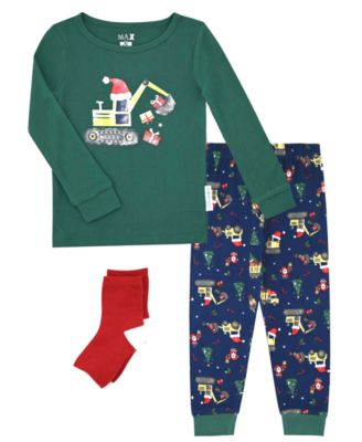 Baby and Toddler Boys Snug Fit Holiday 3-Piece Pajama Set