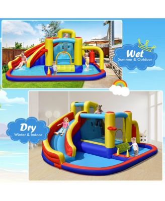 7-in-1 Inflatable Water Slide Water Park Kids Bounce Castle With 735W Air Blower