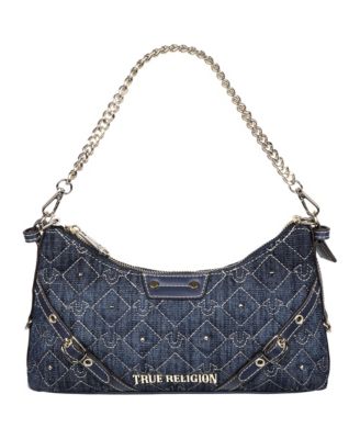 Studded Denim Chain Shoulder Bag
