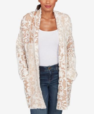 Petite Eyelash Scroll Jacquard Cardigan Sweater