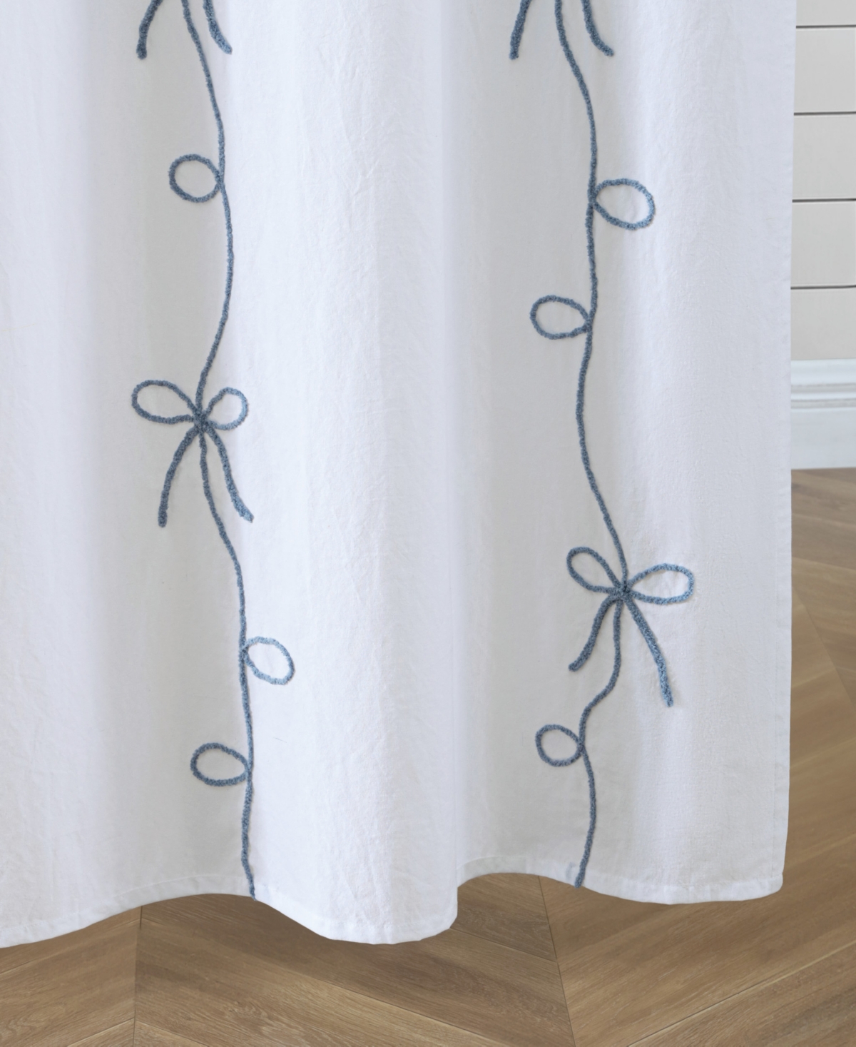 Peri Home Sasha Bows Shower Curtain, 72" X 72" In White