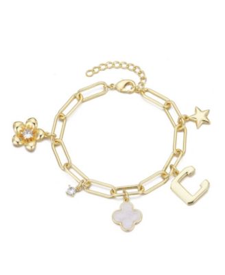 Gold Initial Chunky Charm Bracelet