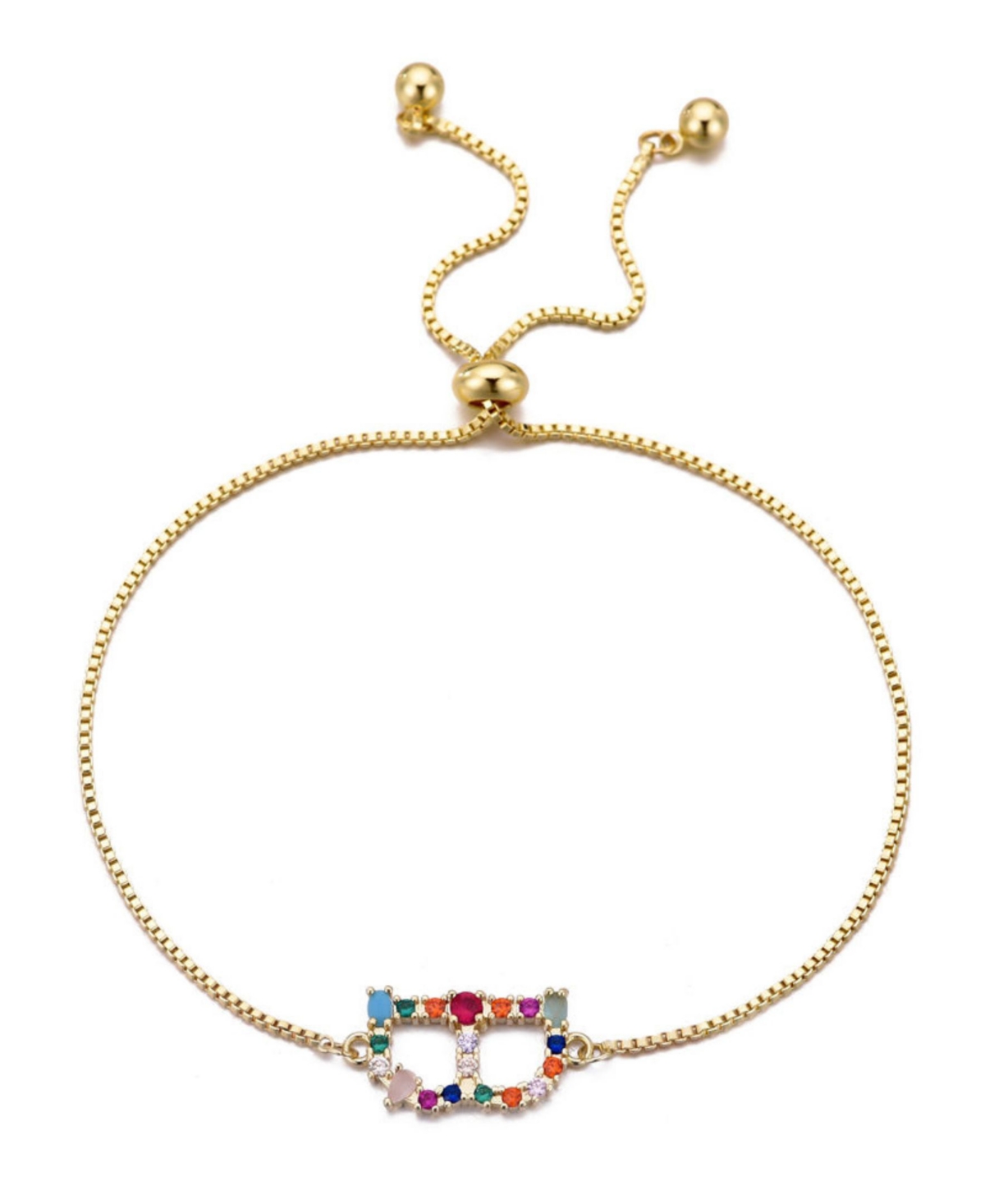 Adornia Gold Stone Multi Color Initial Bolo Bracelet