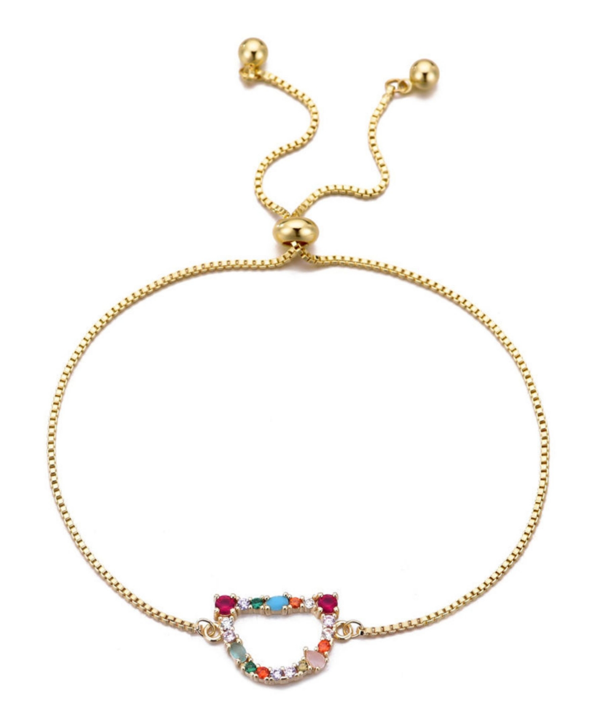 Adornia Gold Stone Multi Color Initial Bolo Bracelet