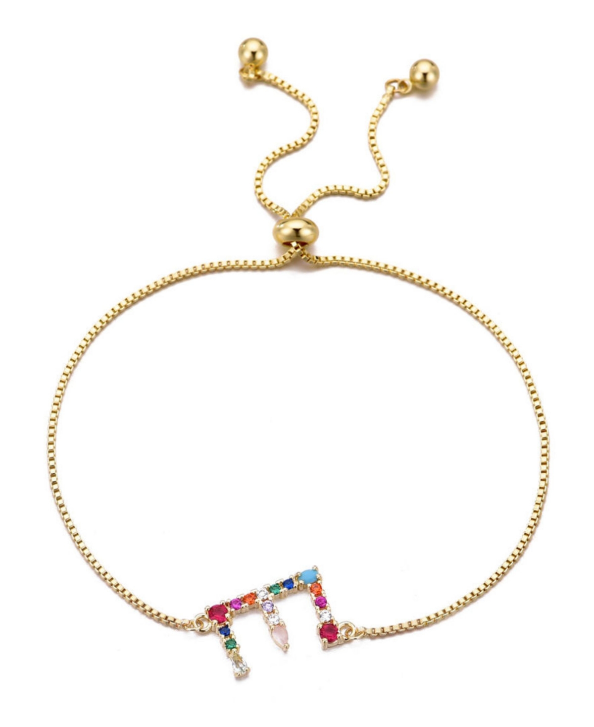 Adornia Gold Stone Multi Color Initial Bolo Bracelet In Gold