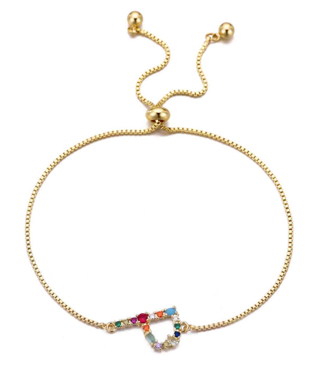 Adornia Gold Stone Multi Color Initial Bolo Bracelet