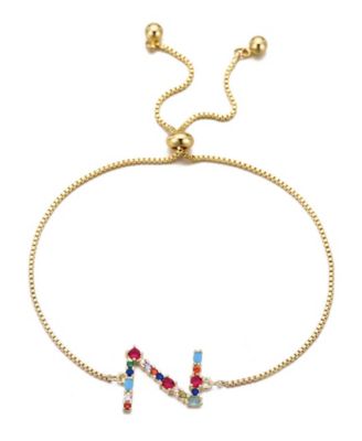 Adornia Gold Stone Multi Color Initial Bolo Bracelet - Multi-Z 22$
