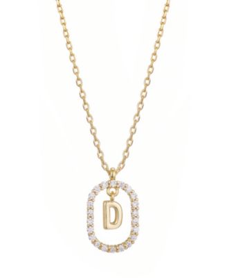 Gold Plated Cubic Zirconia Floating Letter Frame Necklace