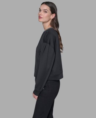 Women's Crewneck Crystal Neck Top