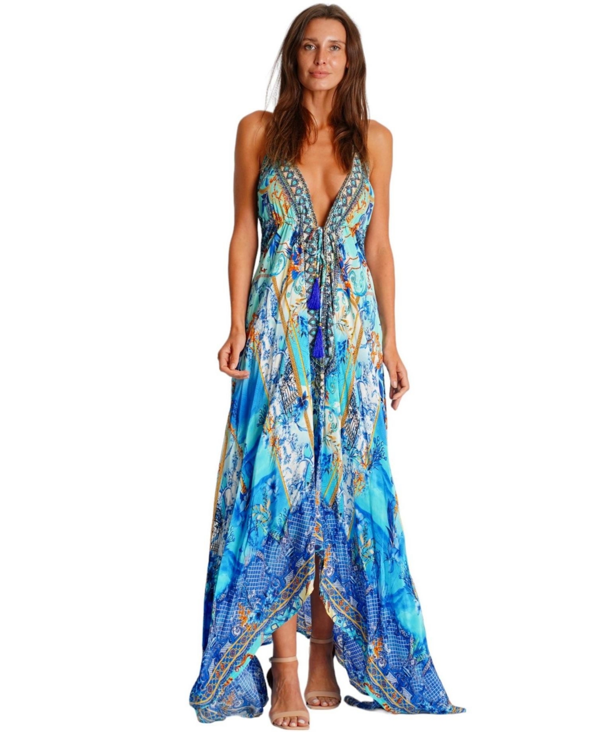 La Moda Clothing Women's Maxi halterneck Dress
