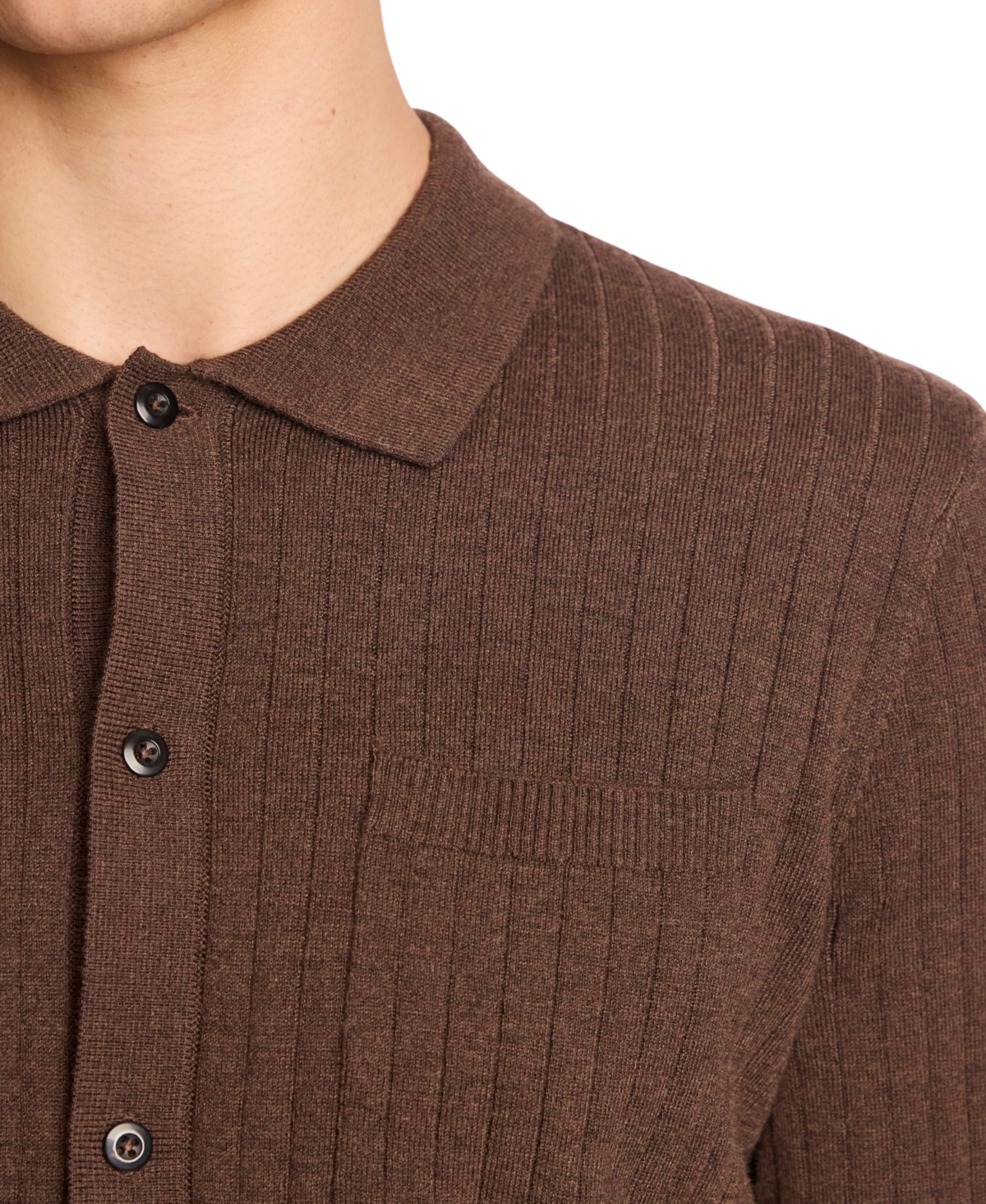 Paisley & Gray Full Placket Wool-blend Polo Shirt In Brown