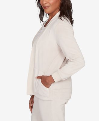 Calm Luxe Open Front Rib Trim Cardigan Top