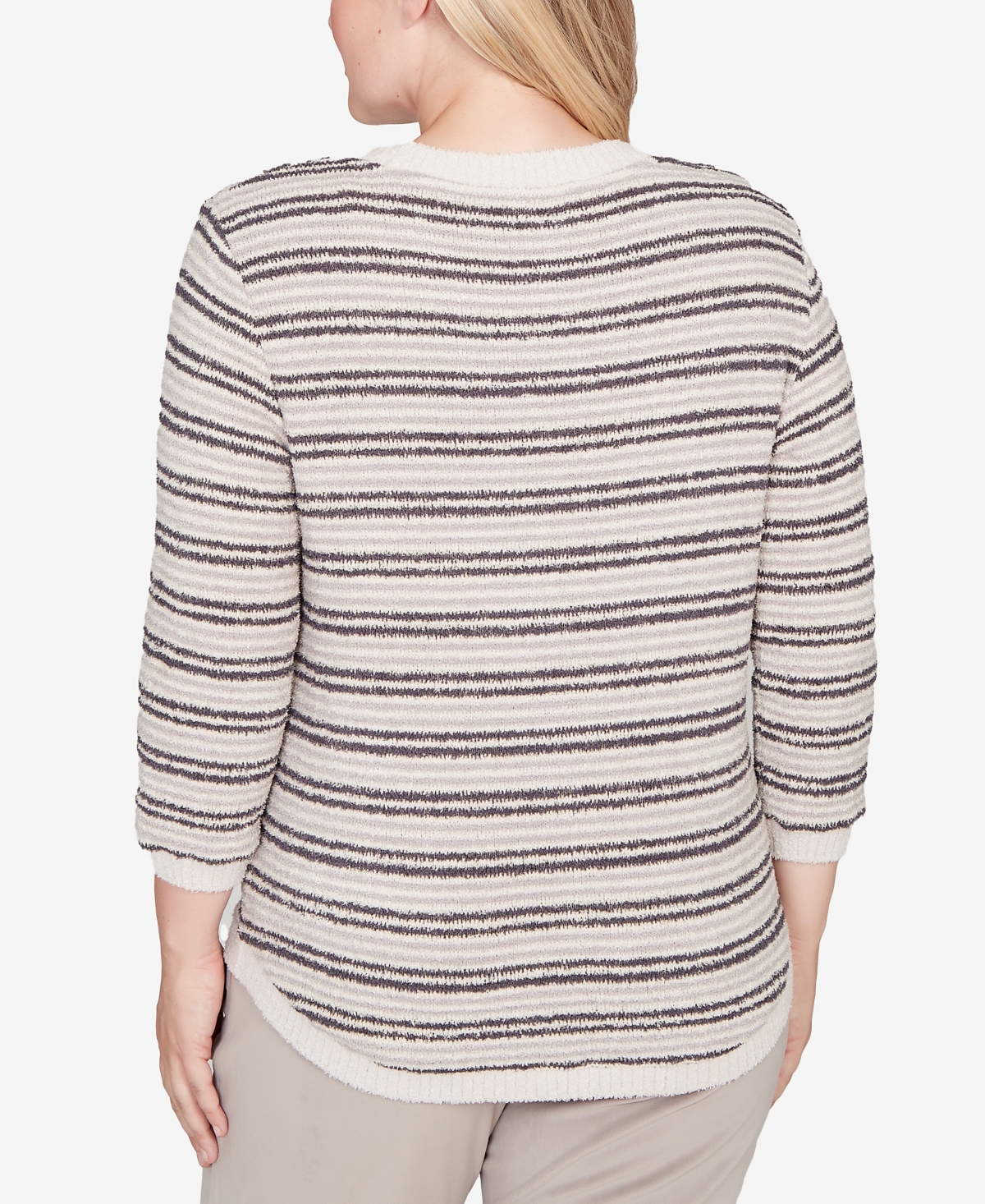 Alfred Dunner Petite Calm Luxe Eyelash Striped Knit Top
