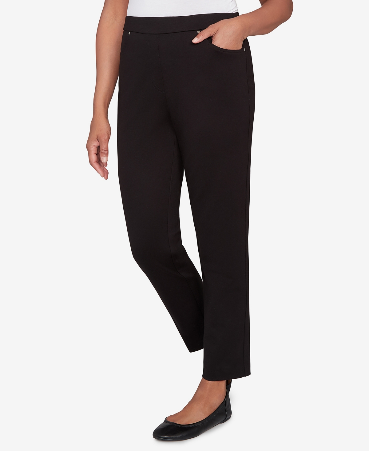 Alfred Dunner Barcelona Stretch Ponte Knit Average Length Pant In Black