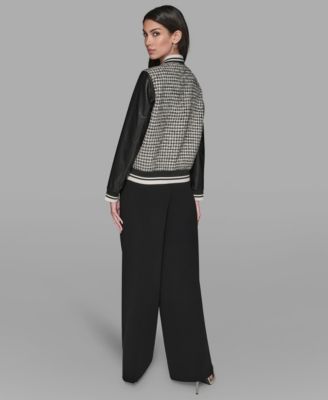 Women's Collar Neck Mixed Media Jacket