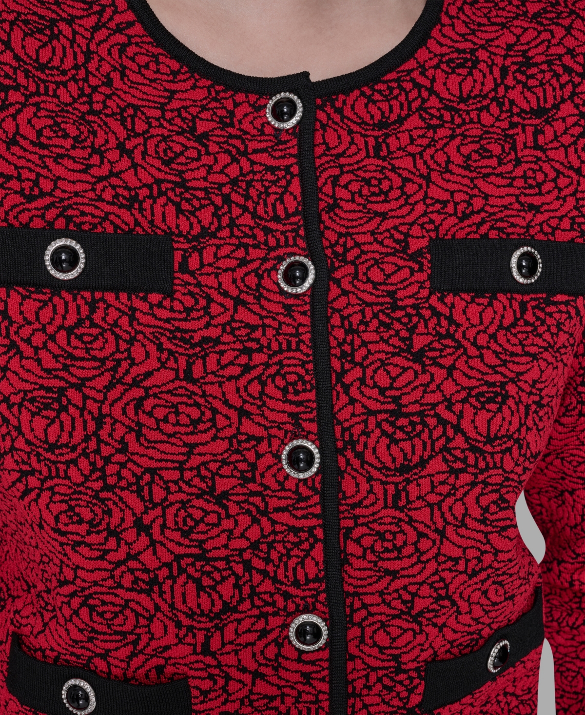 Karl Lagerfeld Paris Women's Crewneck Pocket Detail Cardigan