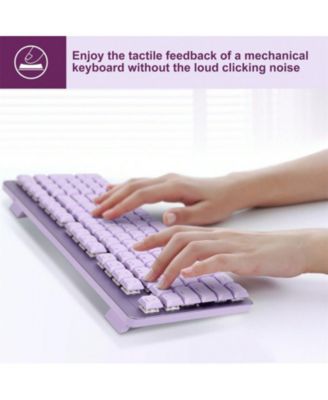 Wireless Mechanical Keyboard and Mouse - 2.4Ghz Cordless, Low-Profile Red Switch,98-Key Compact Slim 96% Keyboard for Windows/MacOS PC Laptop,Lavender