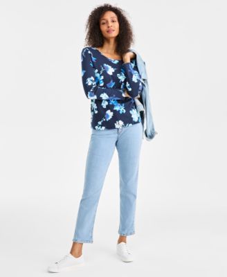 Petite Printed Long Sleeve Top