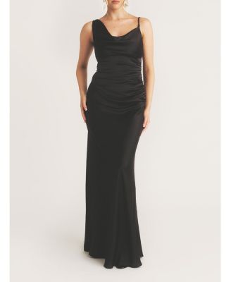 Cowl Front Asymmetric Bridesmaid Dress