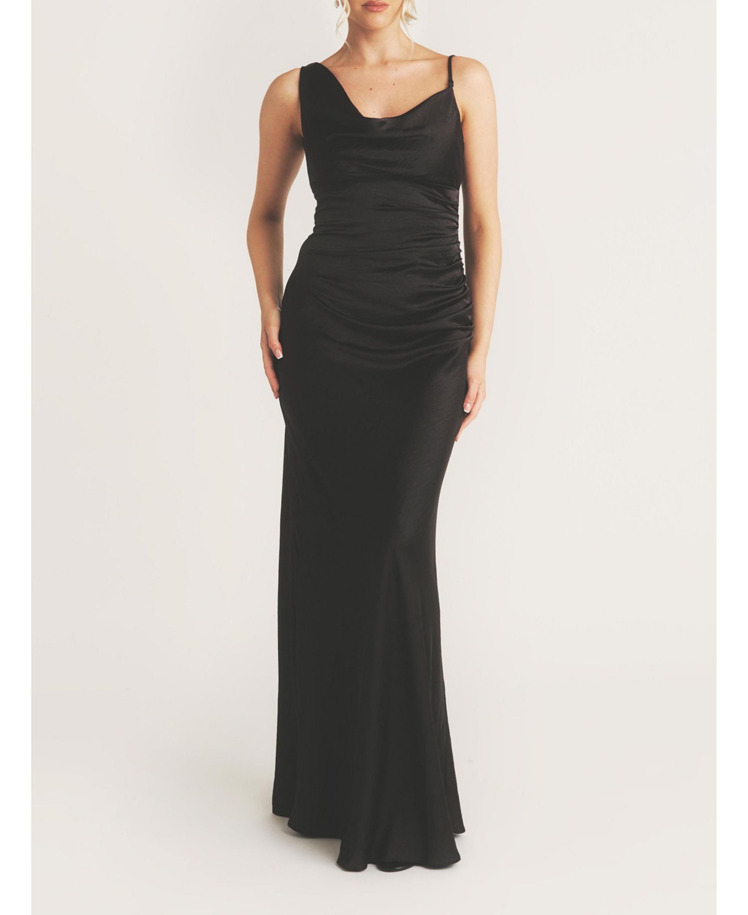 Cowl Front Asymmetric Bridesmaid Dress
