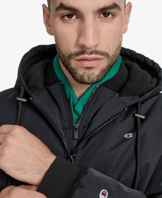 Men's 3/4 Lenth Hooded Jacket with Bib