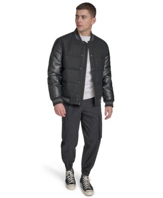 Men's Wool Blend Quilted Puffer Jacket