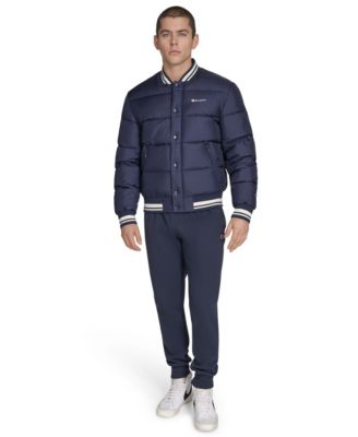Men's Quilted Varsity Puffer Jacket