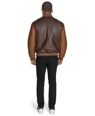 Men's Faux Leather Varsity Jacket