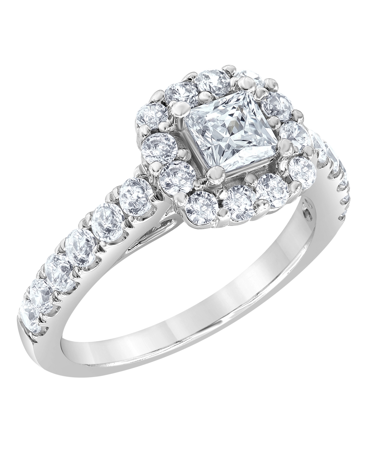 Macy's Certified Diamond Bridal Set Ring (2 Ct. T.w.) In 14k White Gold In Silver
