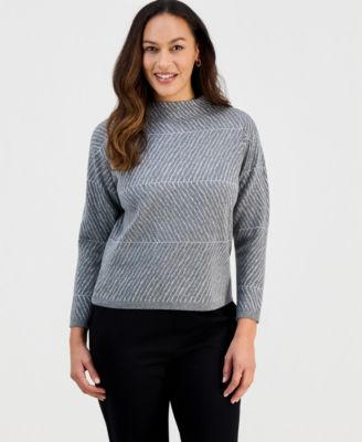 Jones New York - Petite Mock-Neck Long-Sleeve Sweater