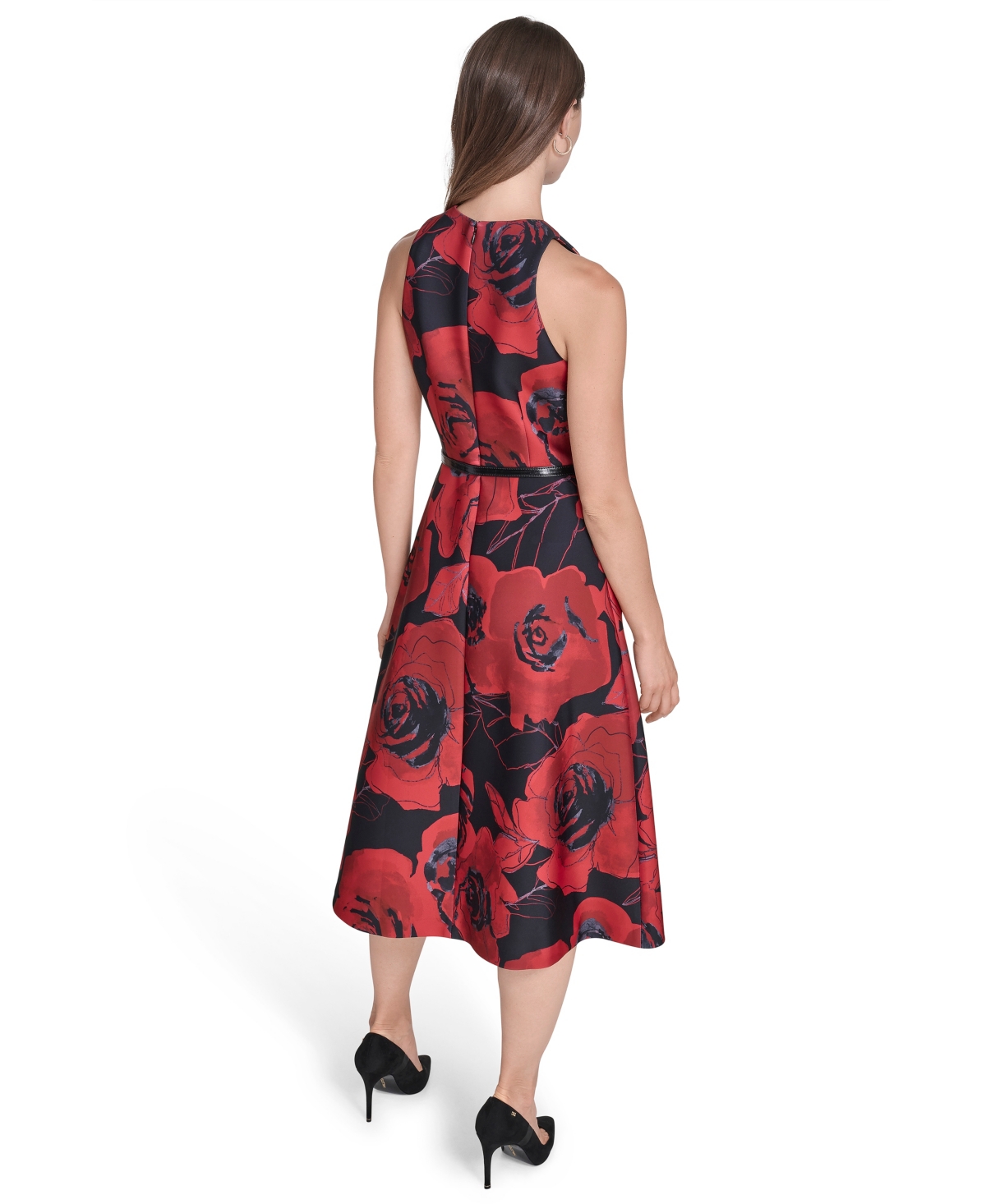 Halston Women's Printed Fit And Flare Dress In Red