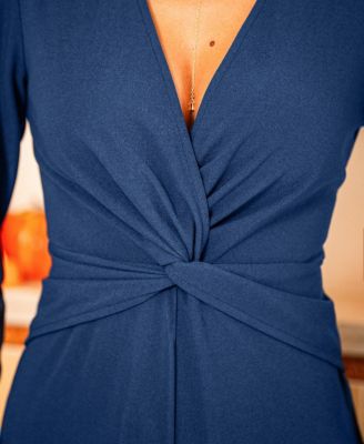 Women's Elegant Twist Front Wide Leg Jumpsuit