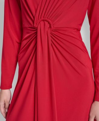 Women's Long Sleeve V-Neck O-Ring Dress