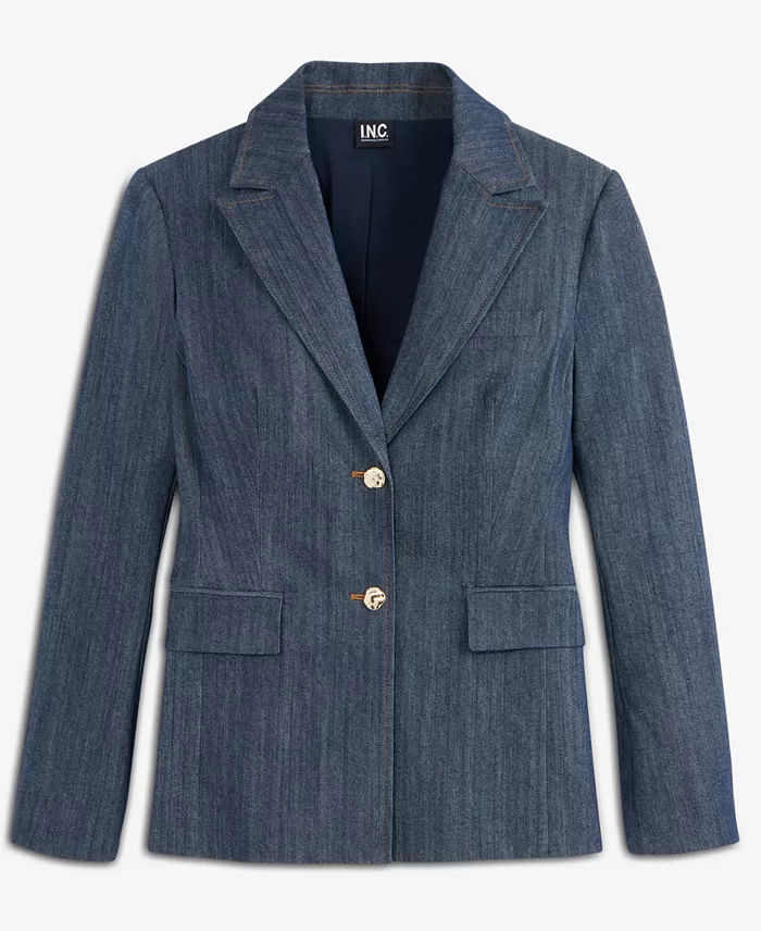 Women's Hourglass Cotton Denim Blazer - thumbnail 3