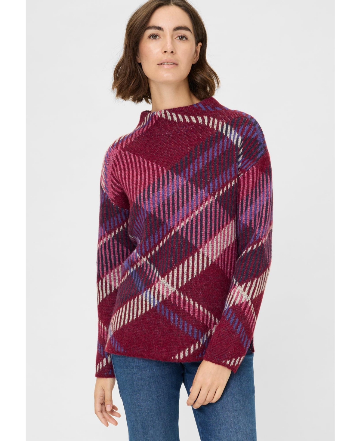 Olsen Women's Plaid Statement Sweater