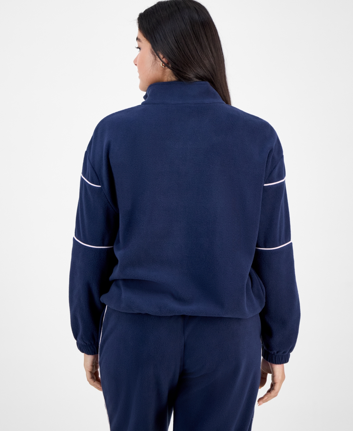 Rebellious One Juniors' Los Angeles Quarter-zip Fleece Top In Blue