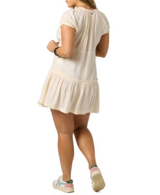 Juniors' Maggie Tie-Neck Short-Sleeves Mini Dress