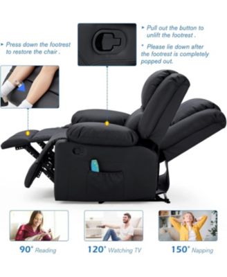 Loveseat Recliner with Heat&Massage Function, RV Couch Wall-Hugger Reclining Sofa