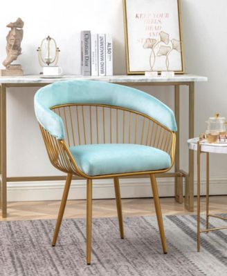 Mid Century Dining Chair, Velvet Upholstered Side Chair with Metal Legs for Makeup/Living Room (Set of 4)