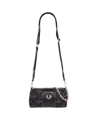 Studded Denim Zip Top Barrel Bag