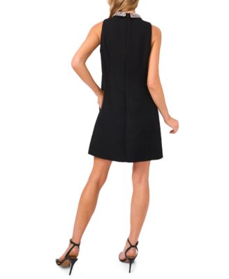 Women's Collar Trim Sleeveless Mini Dress