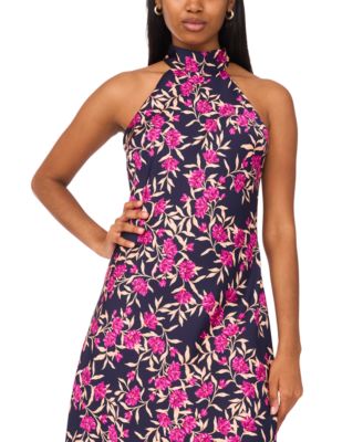 Women's Draped Satin Tie Back Halter Midi Dress