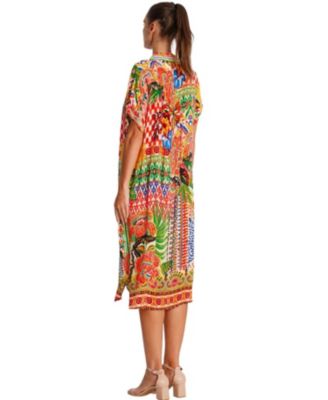 Women's Midi Summer Dress with Collared Neck, Short Sleeves, and Side Slits