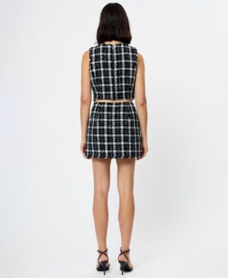 Women's Windowpane Tweed Mini Skirt