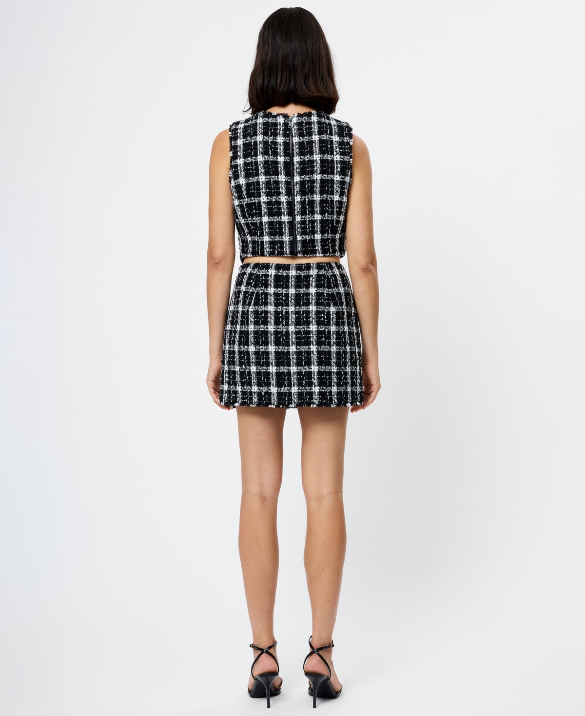 Fcuk Women's Windowpane Tweed Mini Skirt