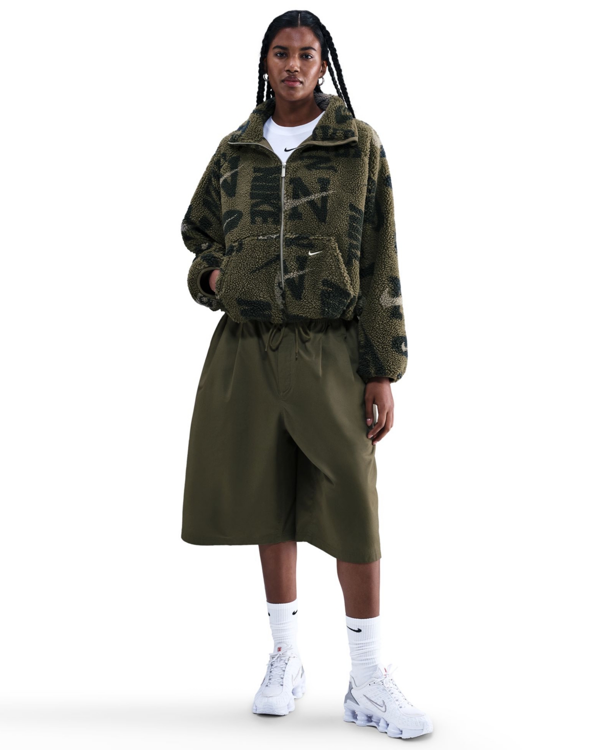 Nike Women's Street High-pile Long Sleeve Jacket In Green
