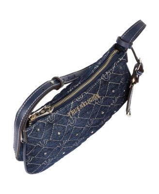 Studded Denim Shoulder Bag