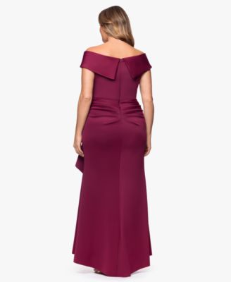 Plus Size Off-The-Shoulder Scuba Crepe Gown