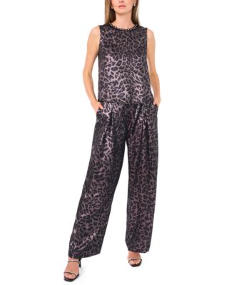 Women's Animal Print Wide Leg Pants